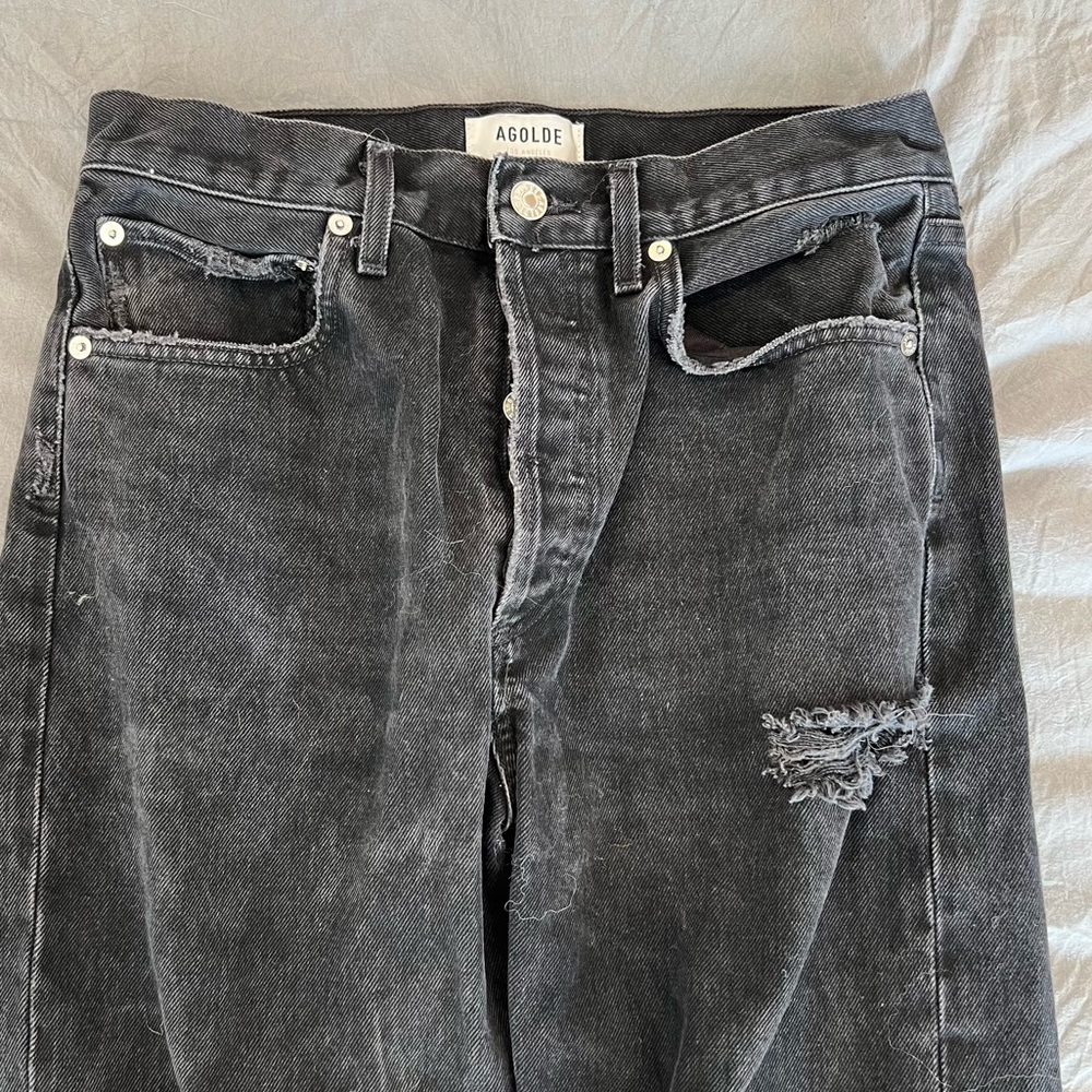 Agolde Midrise Distressed Jeans - Black